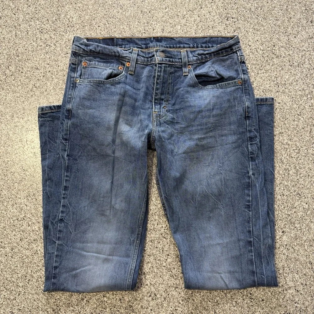 Levis 527 Jeans Mens 34x32 Slim Fit Bootcut Cotton Denim Medium Wash Whiskers
